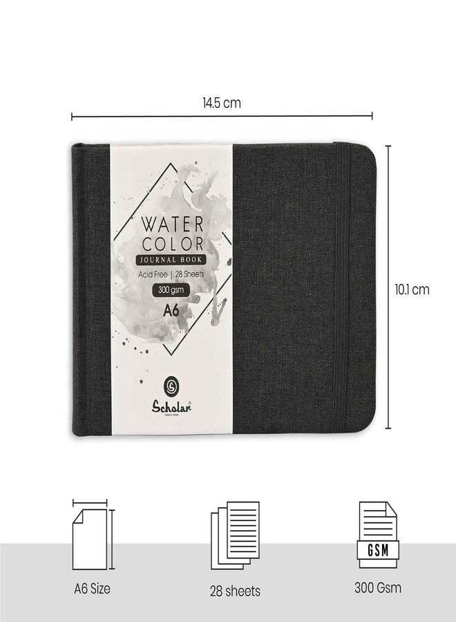 Scholar Watercolour Journal - 300 GSM Thick Artist Paper | Watercolor Sketchbook for Watercolour, Ink & Mixed Media | Durable Bound Art Journal for Painting, Sketching & Travel Art (A6) (Black) - Image 2